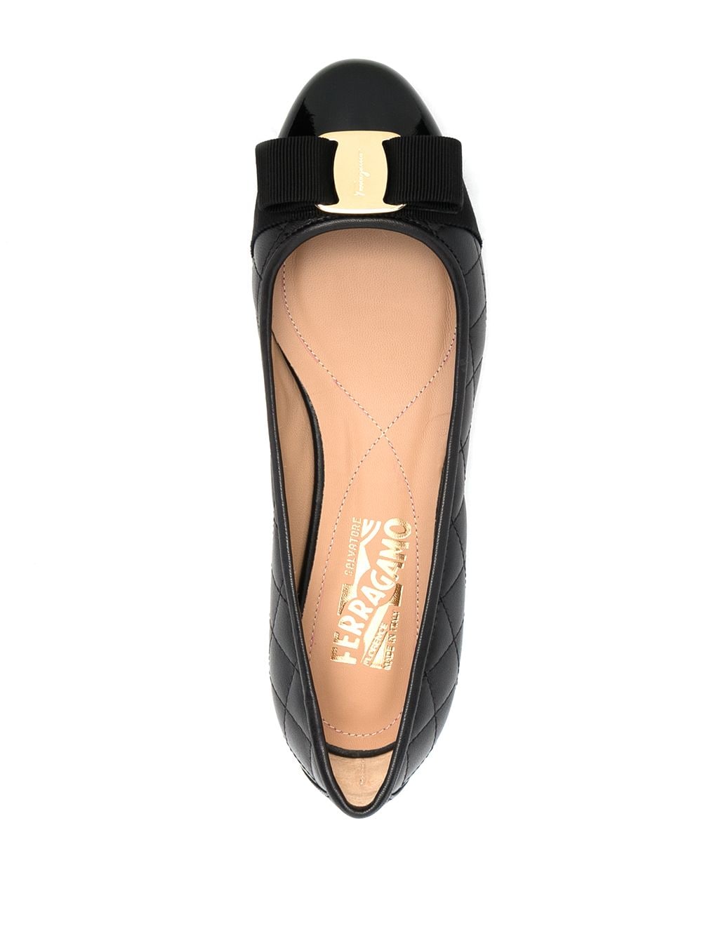 Ferragamo Varina quilted ballerinas Flat Black