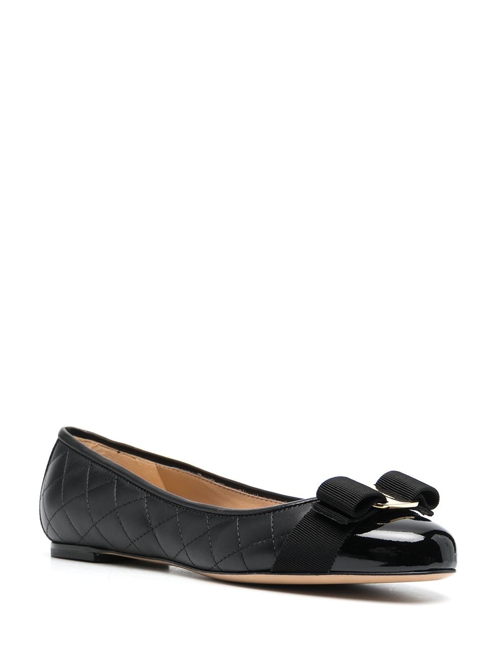 Ferragamo Varina quilted ballerinas Flat Black