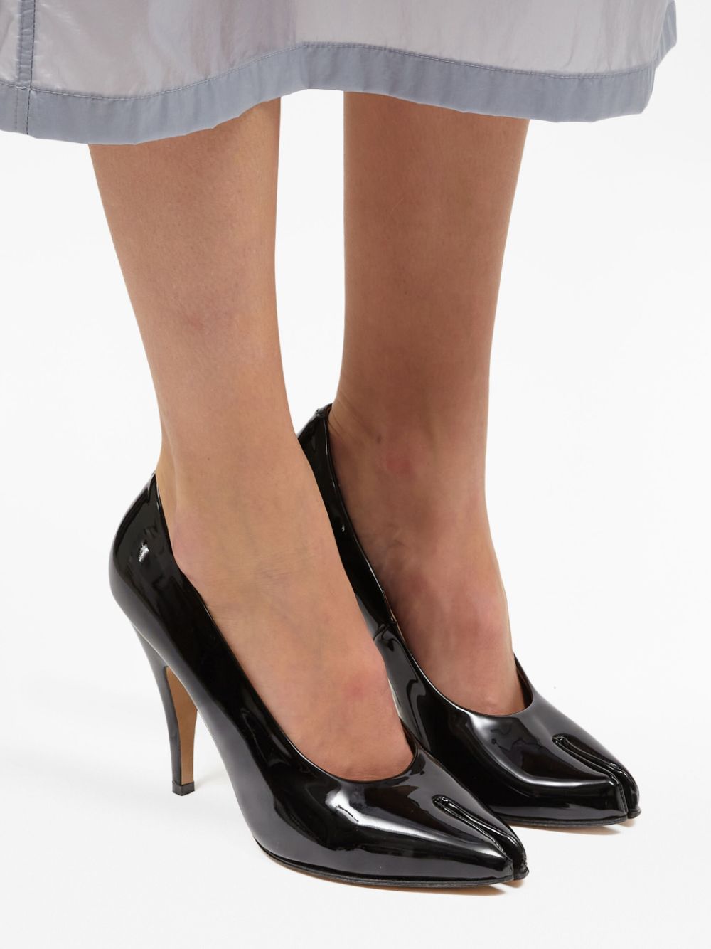Maison Margiela Tabi 110mm Patent Leather Split-Toe Pumps Black