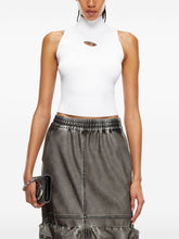 Diesel Ribbed-Knit Turtleneck Sleeveless Top White