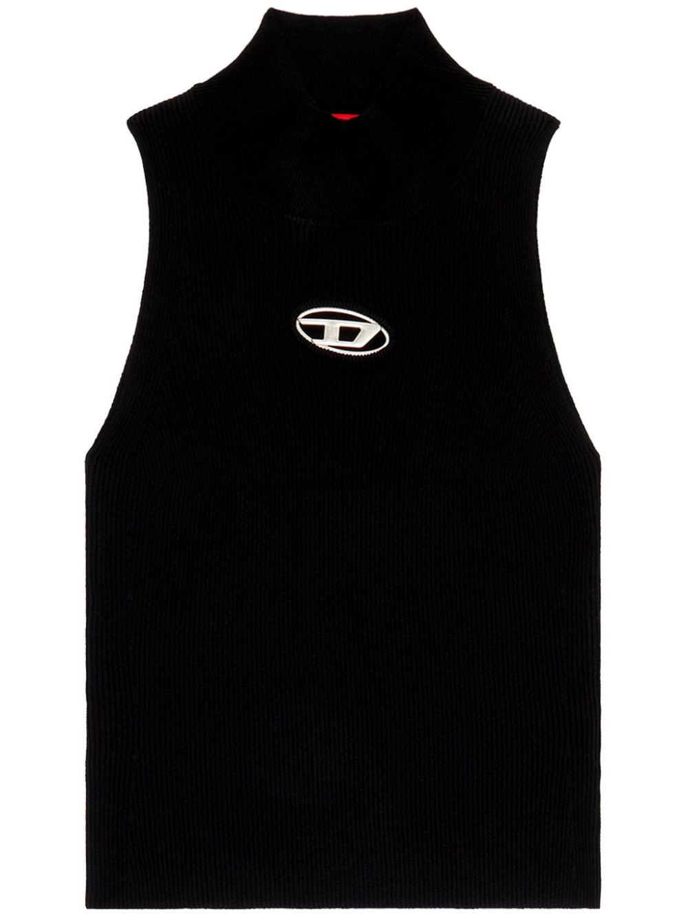 Diesel Ribbed Knit Cut-Out Tank Top Black