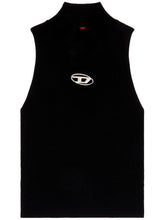 Diesel Ribbed Knit Cut-Out Tank Top Black