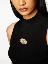 Diesel Ribbed Knit Cut-Out Tank Top Black