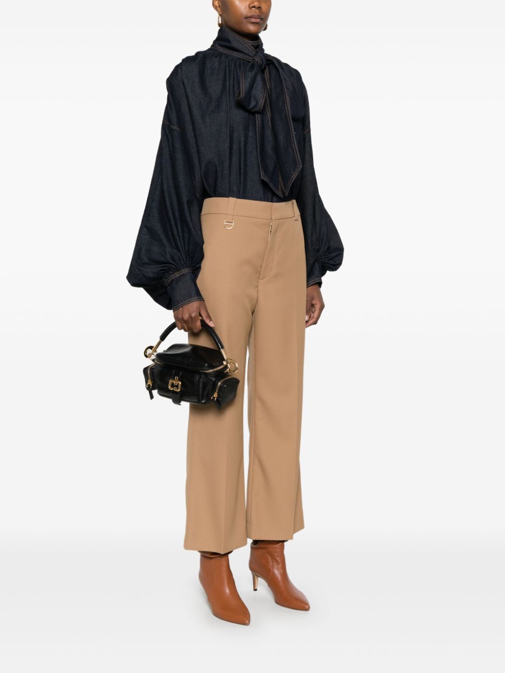 Chloè Small Pebbled Leather Camera Tote Bag Black
