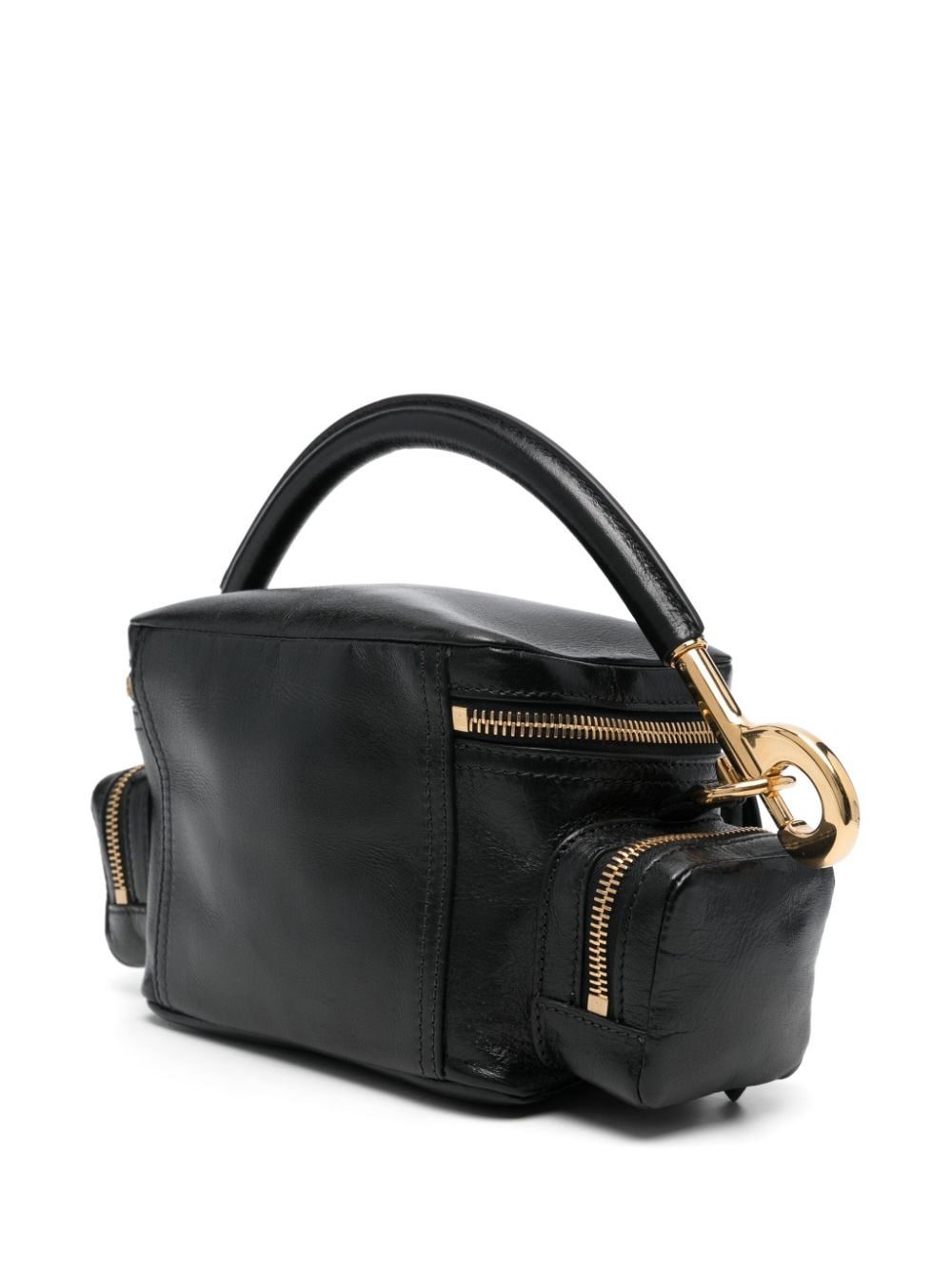 Chloè Small Pebbled Leather Camera Tote Bag Black