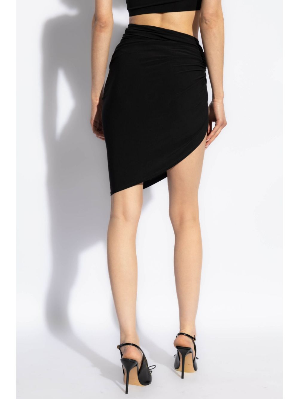 JACQUEMUS Asymmetric Draped Mini Skirt Black