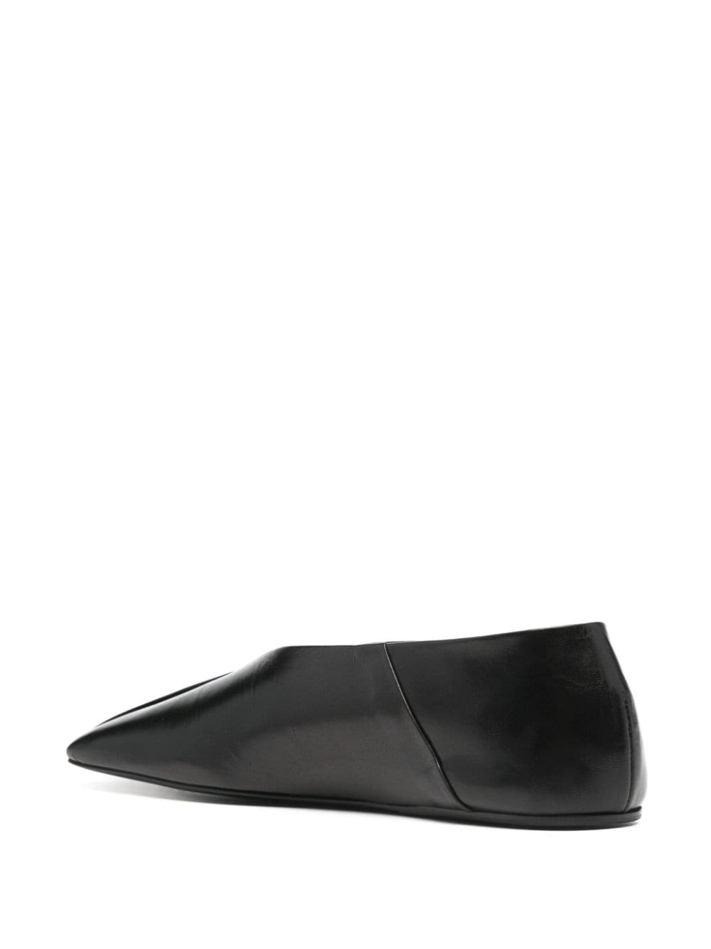 Jil Sander Square-Toe V-Cut Leather Ballet Flats Black