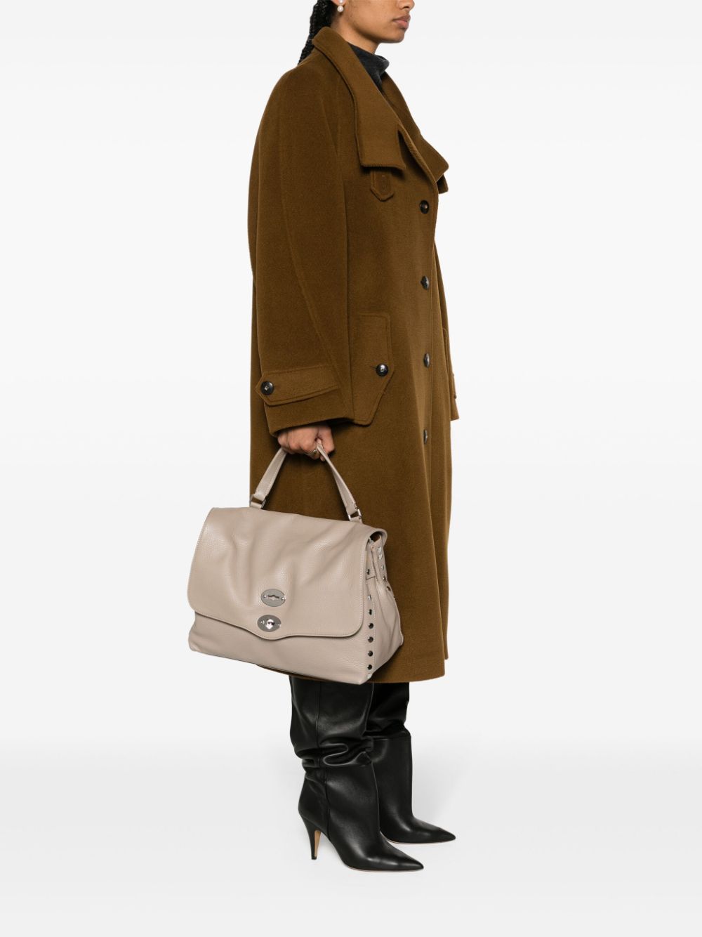 Zanellato Medium Daily Grained Calf Leather Tote Bag Grey