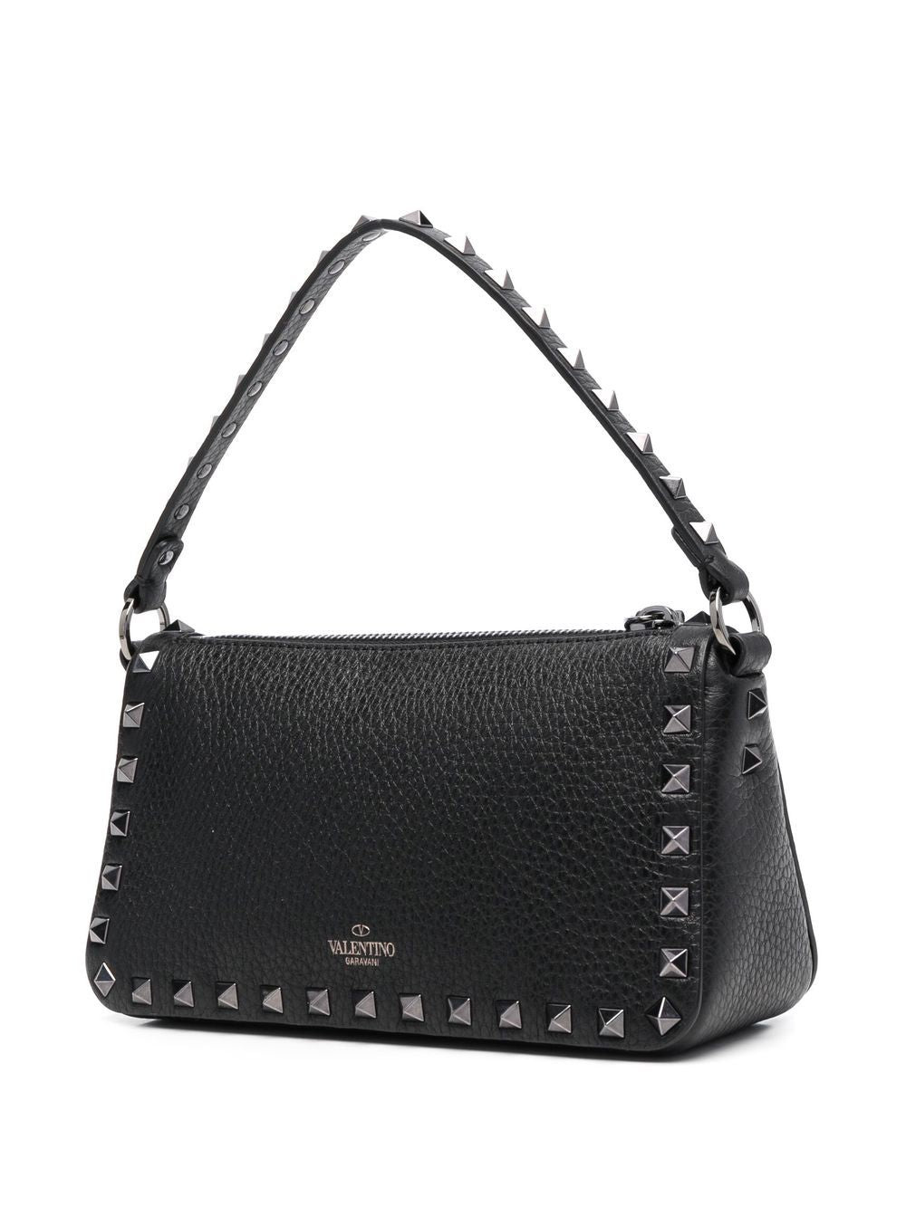 Valentino Garavani Rockstud Small Black Leather Shoulder Bag Black