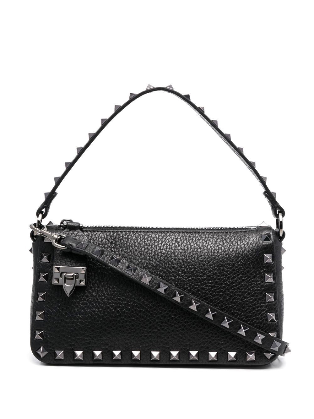 Valentino Garavani Rockstud Small Black Leather Shoulder Bag Black