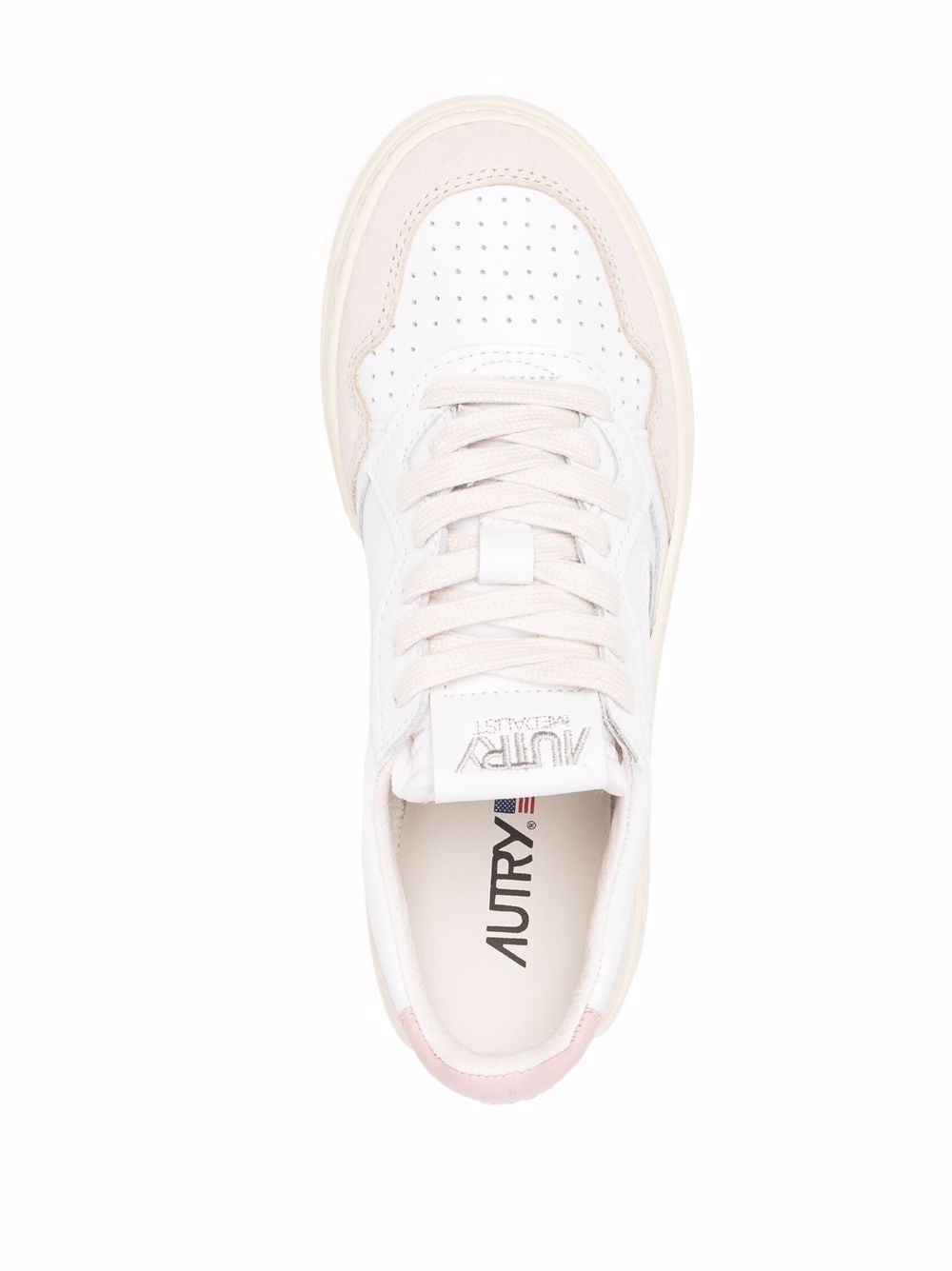 Autry Medalist Low White Matte Leather and Suede Sneakers Powder