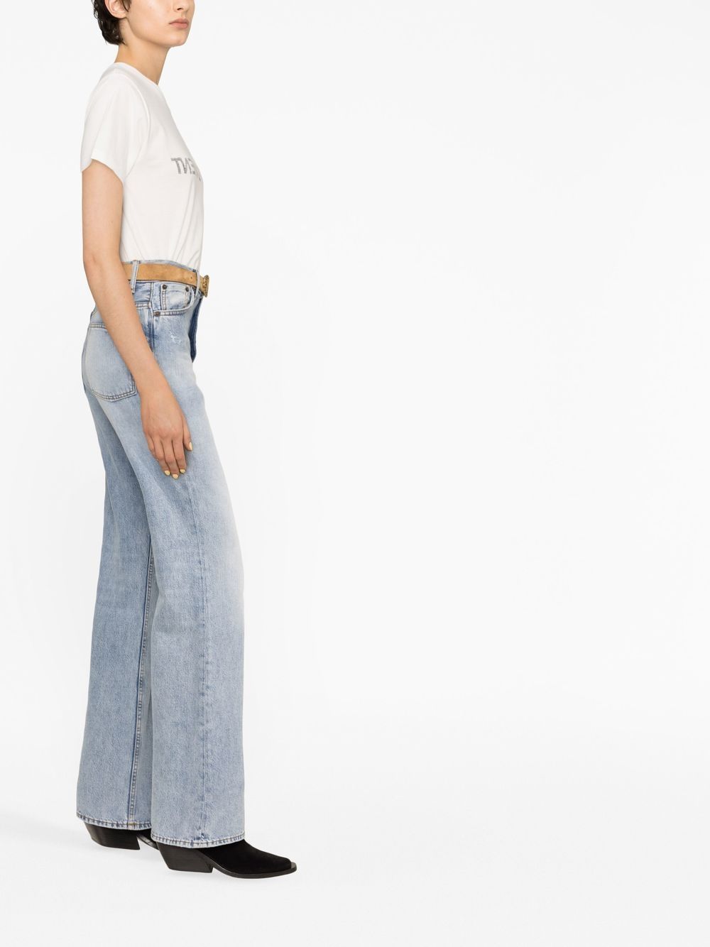 Saint Laurent Reverse Logo-Print Cotton T-Shirt White