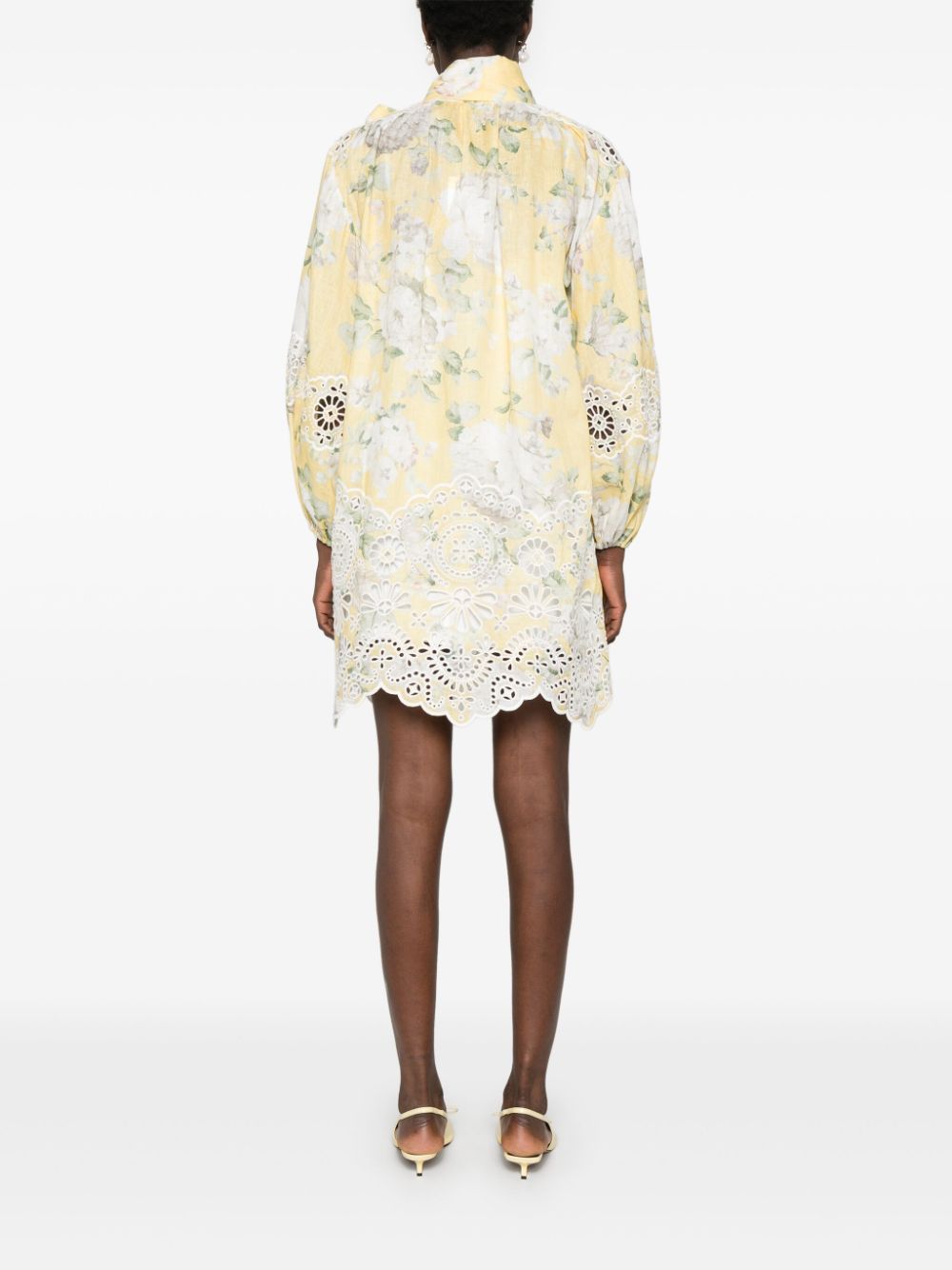 Zimmermann Acacia Linen Floral Mini Dress Yellow