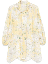 Zimmermann Acacia Linen Floral Mini Dress Yellow
