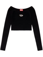 Diesel Cut-Out FSC Viscose Top with Silver Logo Black