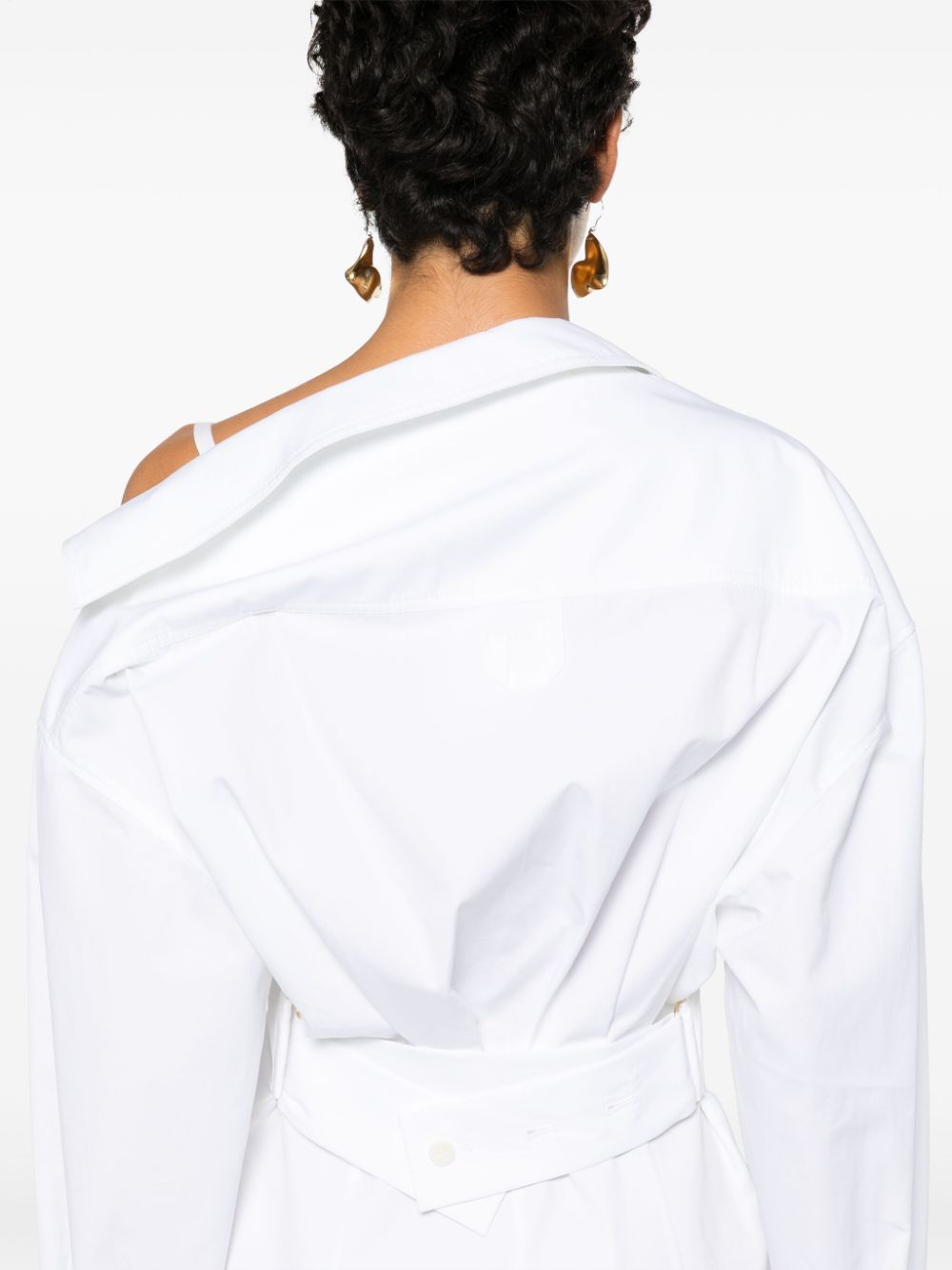 JACQUEMUS Asymmetric Neck Shirt Dress White