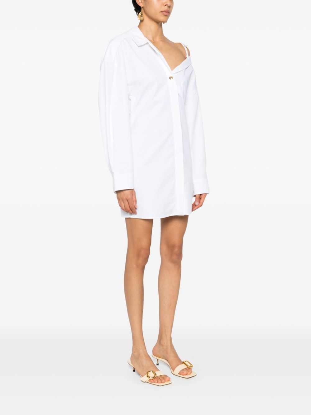 JACQUEMUS Asymmetric Neck Shirt Dress White