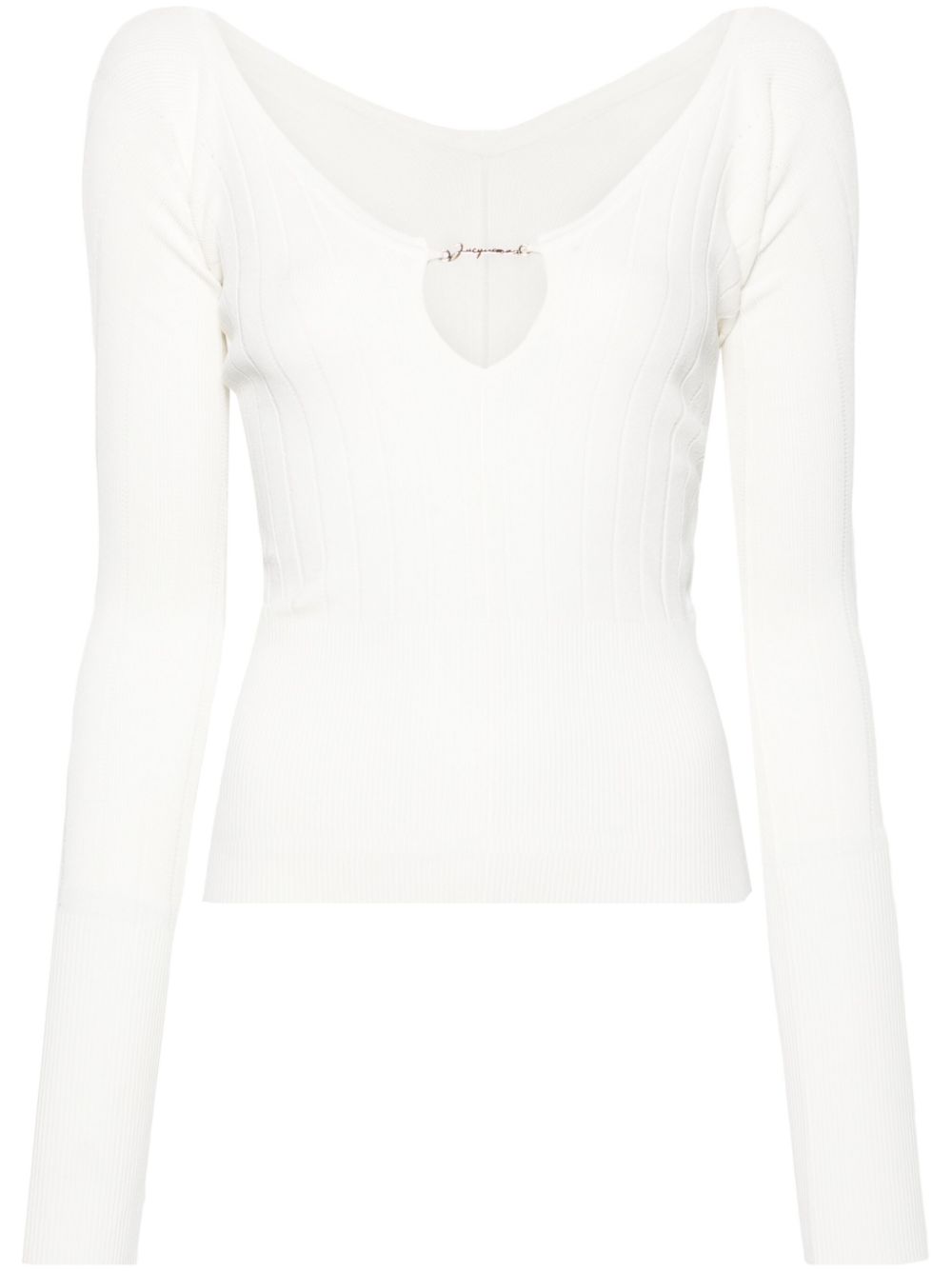 JACQUEMUS Long sleeve Scalloped Top White