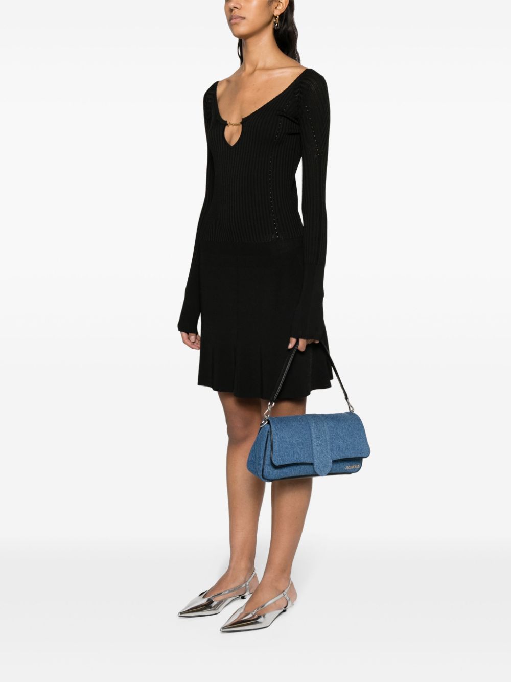 JACQUEMUS La Mini Robe Pralu Flared Mini Dress Black