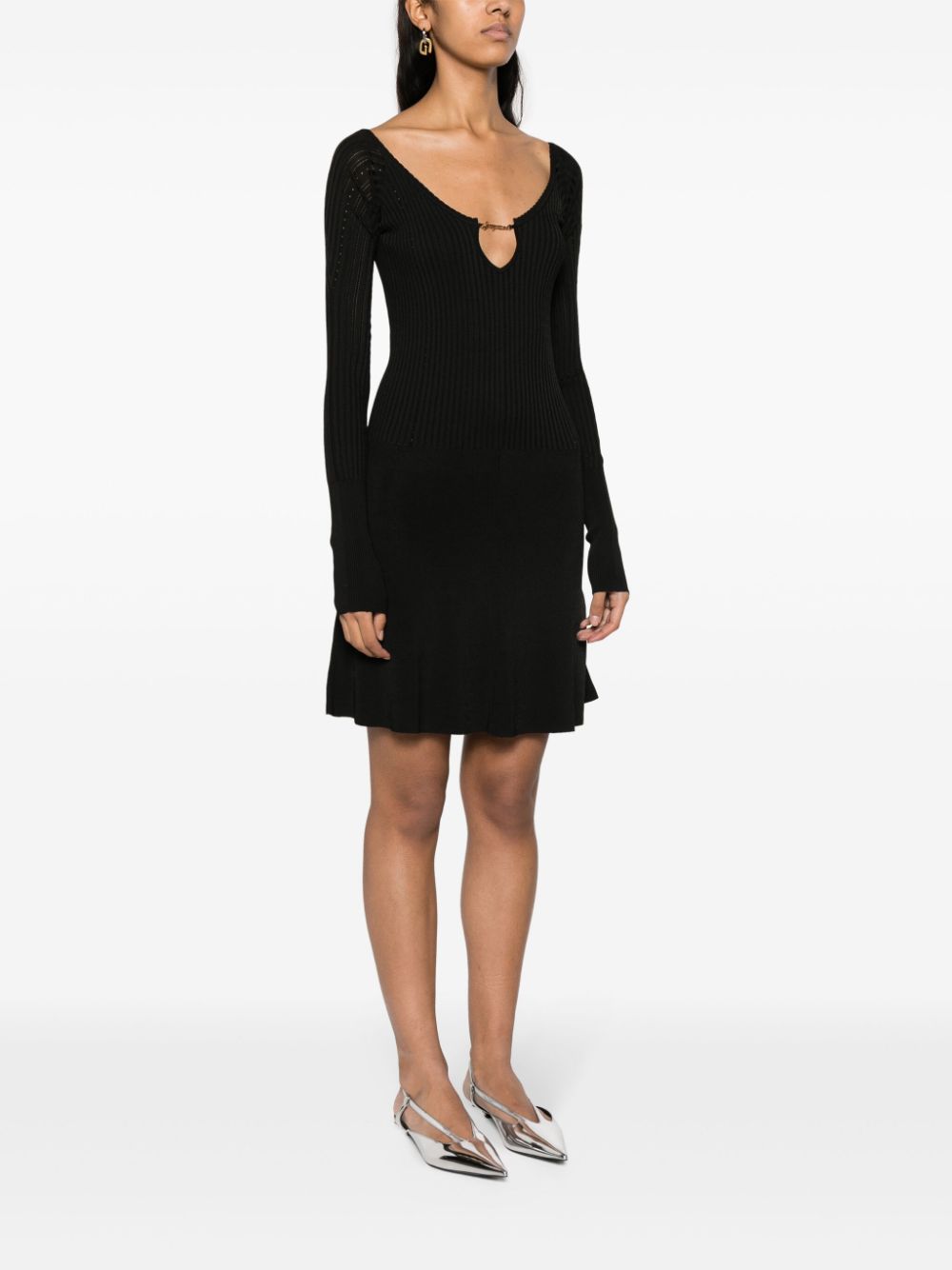 JACQUEMUS La Mini Robe Pralu Flared Mini Dress Black