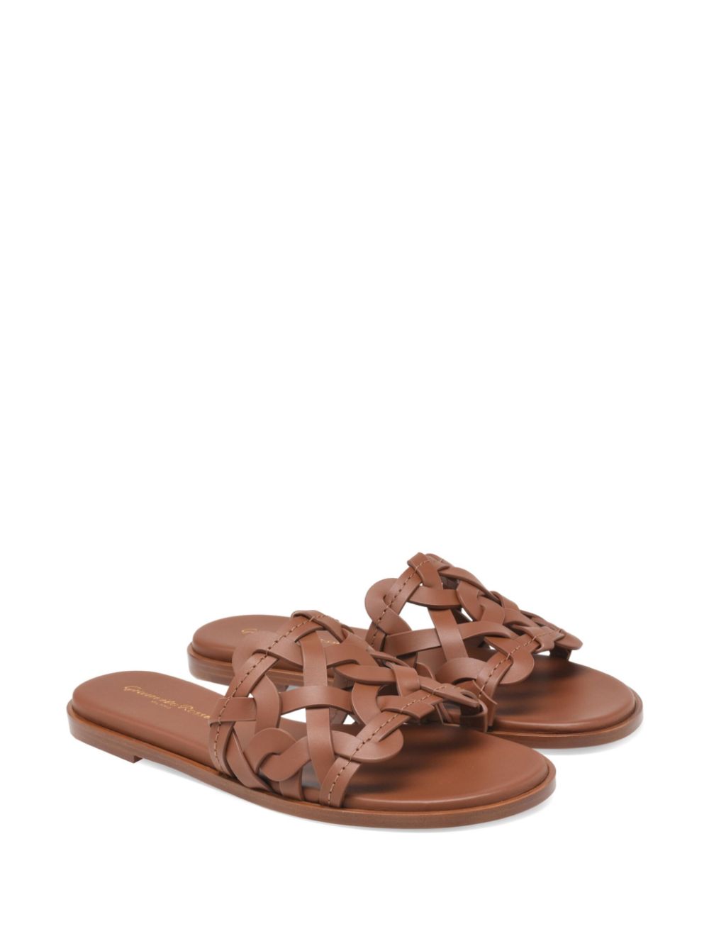 Gianvito Rossi Leather Sandals with Stacked Heel in Brown Leather Brown