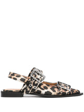 Ganni Printed Satin Leopard Ballerinas Brown
