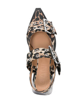 Ganni Printed Satin Leopard Ballerinas Brown
