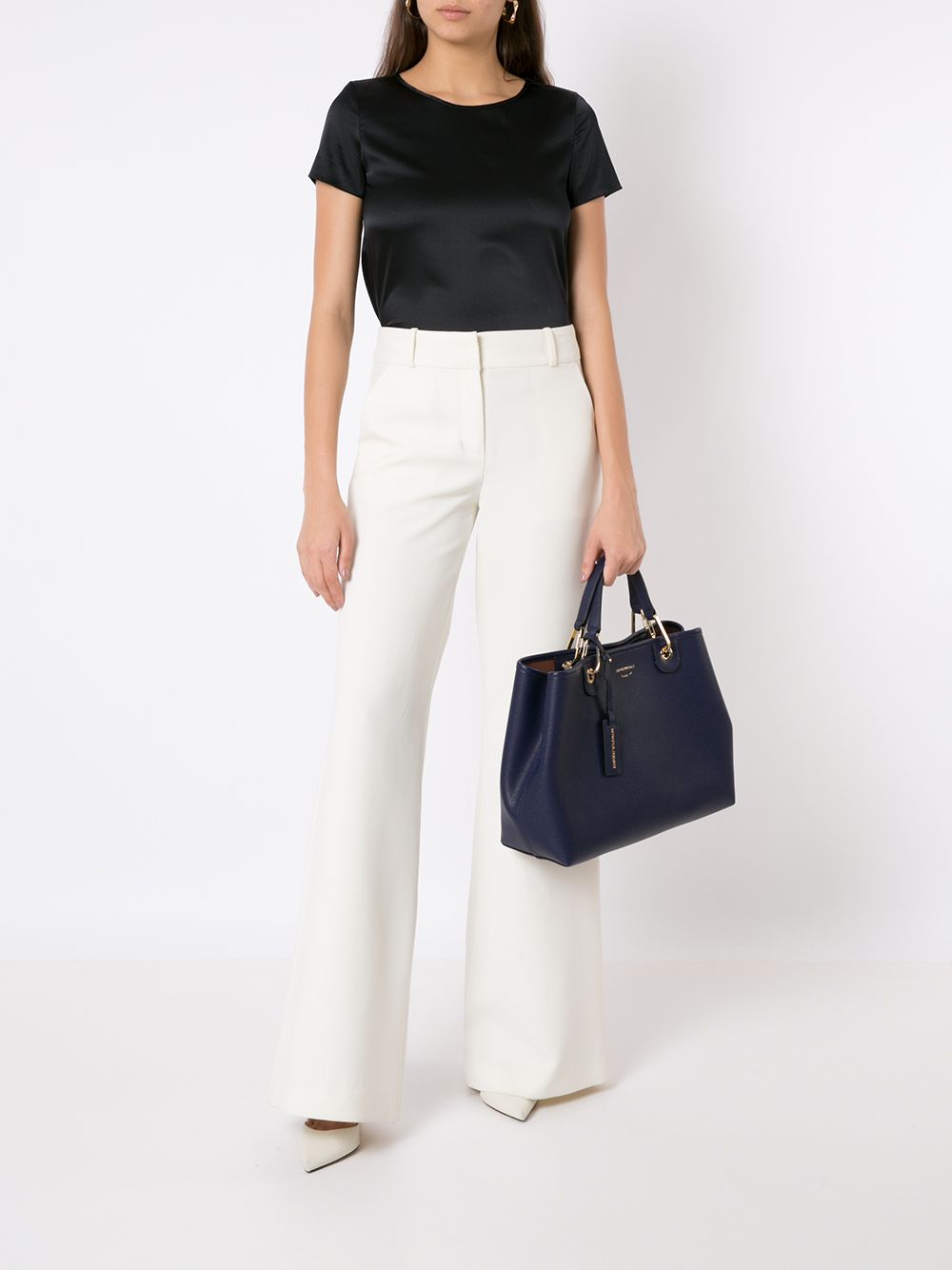 Emporio Armani Stretch Silk Top Blue