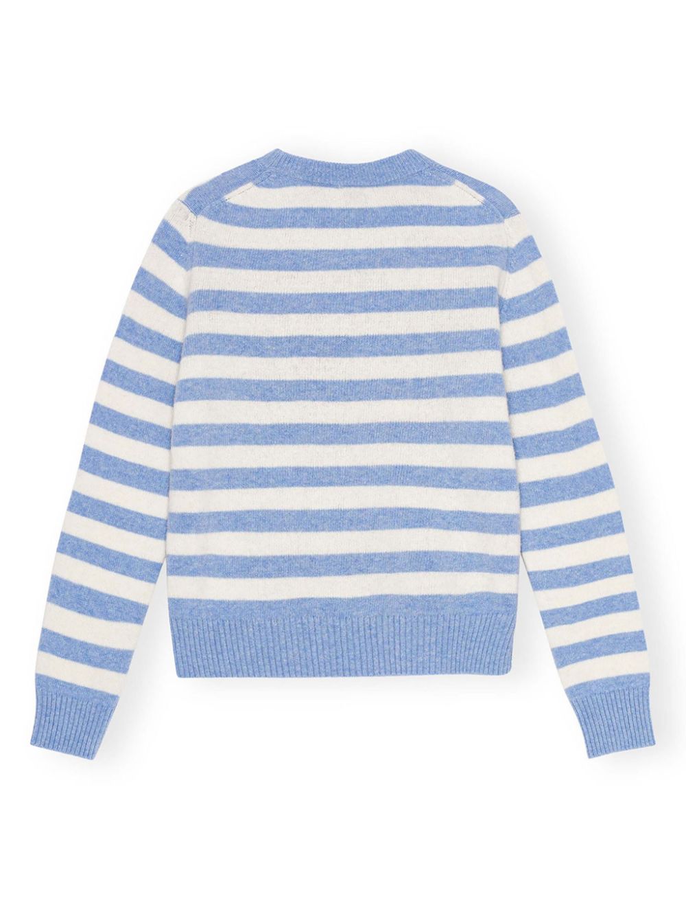 Ganni Embroidered Pinstripe Wool Sweater Clear Blue