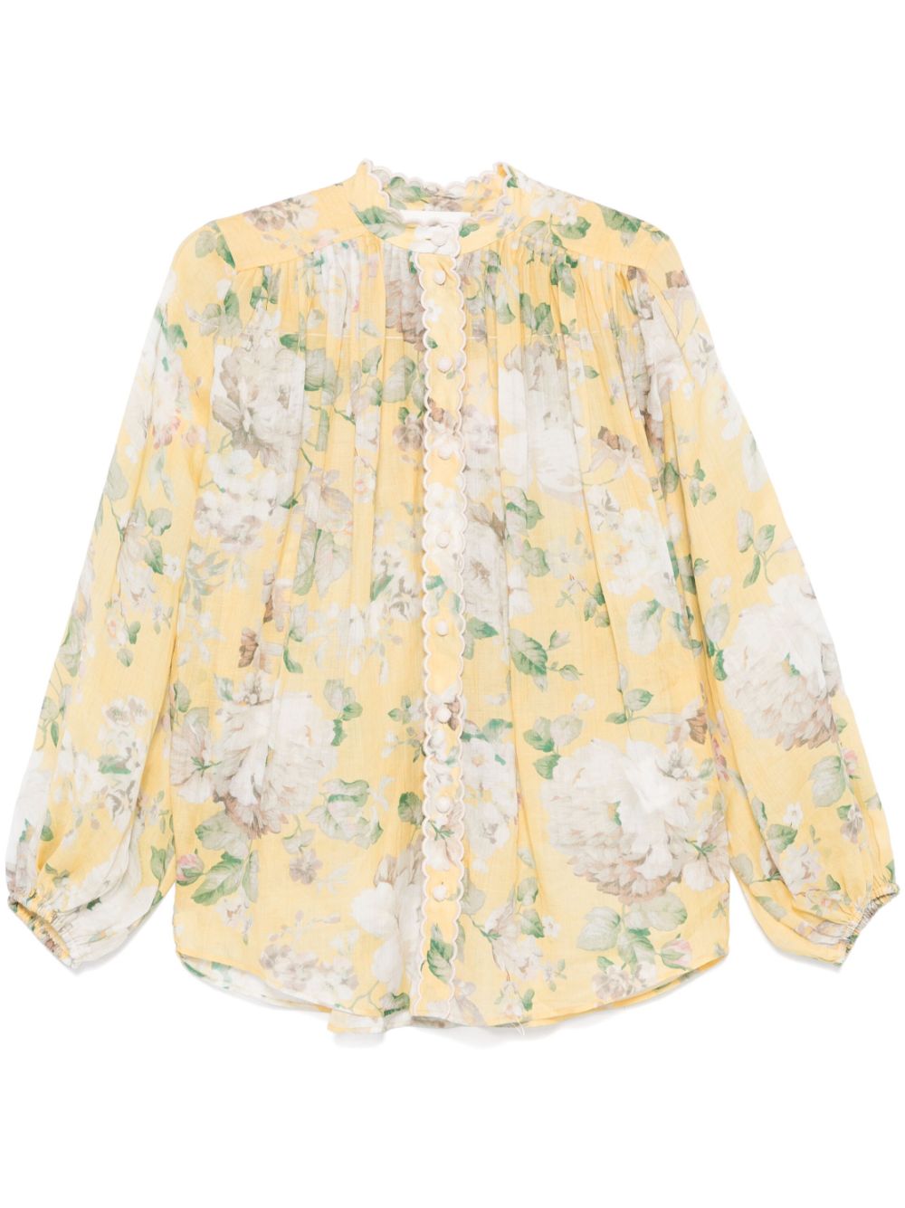 Zimmermann Acacia Floral Print Shirt Yellow