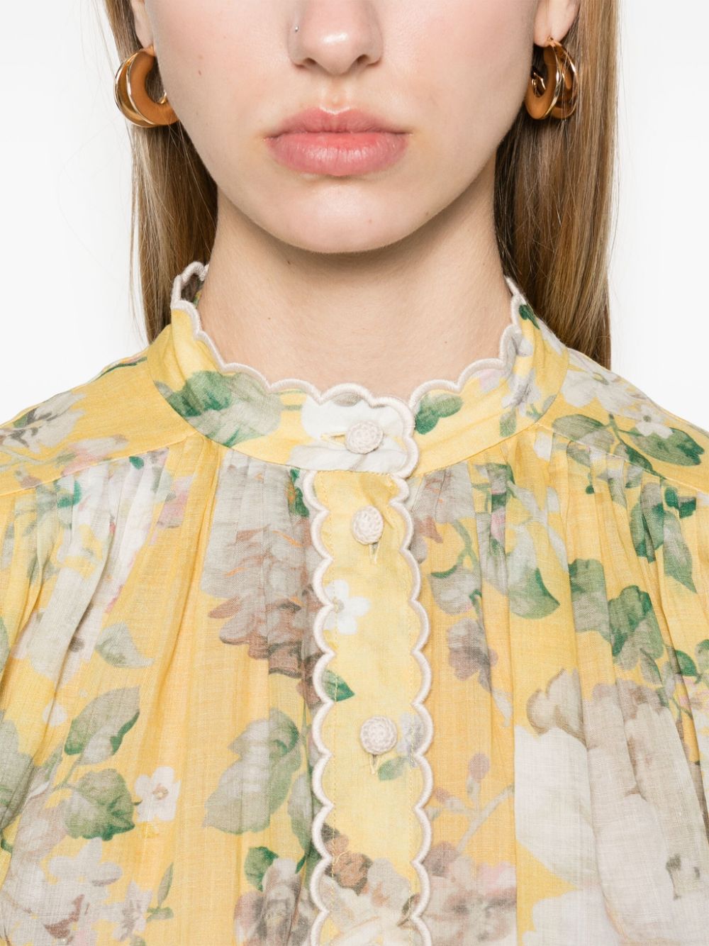 Zimmermann Acacia Floral Print Shirt Yellow
