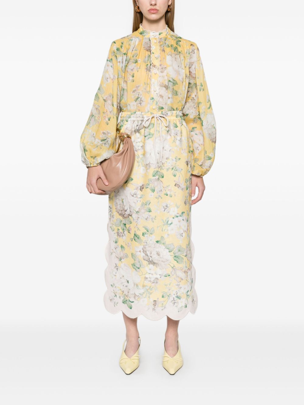 Zimmermann Acacia Floral Print Shirt Yellow