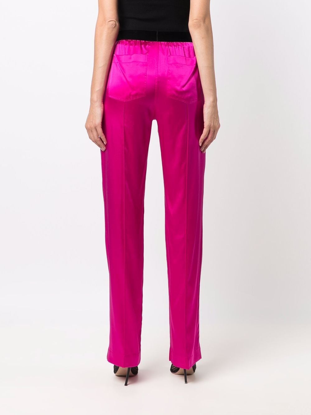 Tom Ford High-Waisted Silk Straight-Leg Trousers Fuchsia fuchsia