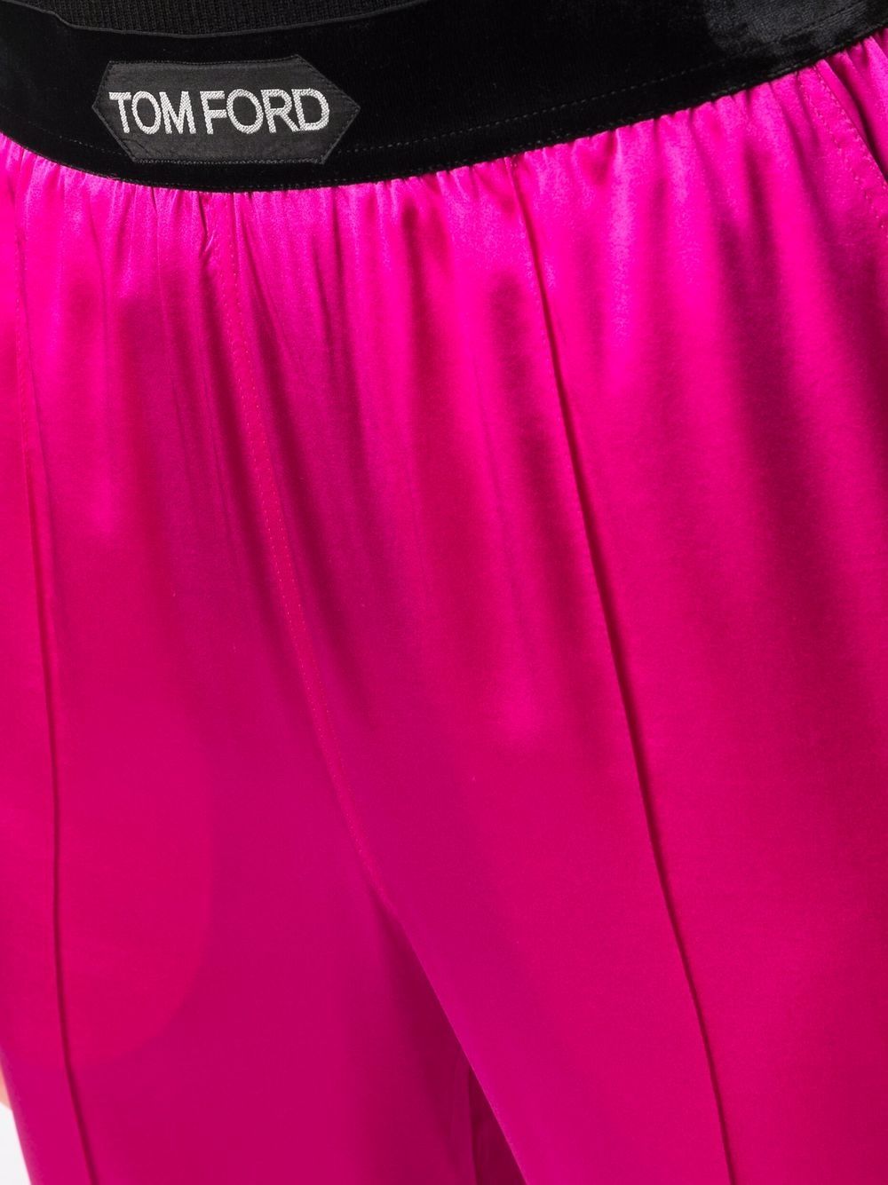 Tom Ford High-Waisted Silk Straight-Leg Trousers Fuchsia fuchsia