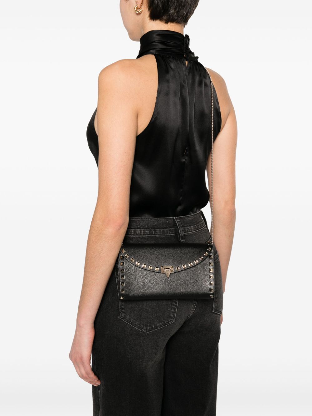 Valentino Garavani Rockstud Grained Calf Leather Mini Bag Black