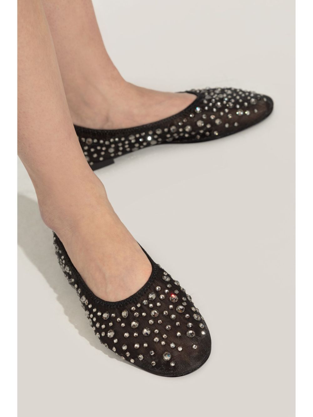 Tory Burch Crystal Embellished Ballerina Flats in Black