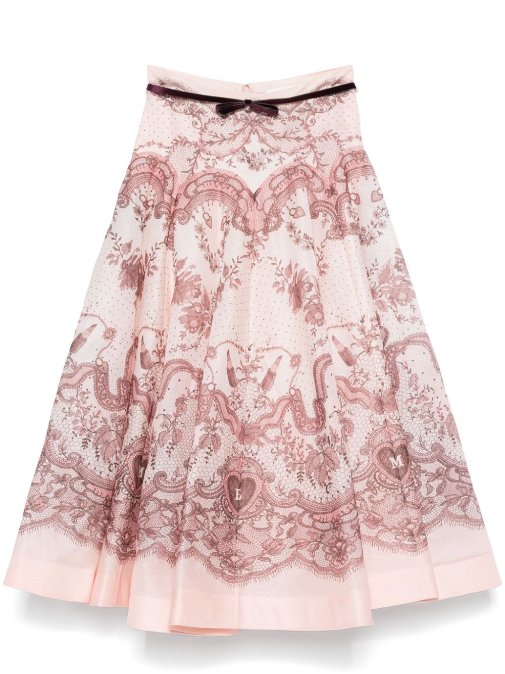 Zimmermann Crush Silk Blend Midi Skirt Pink