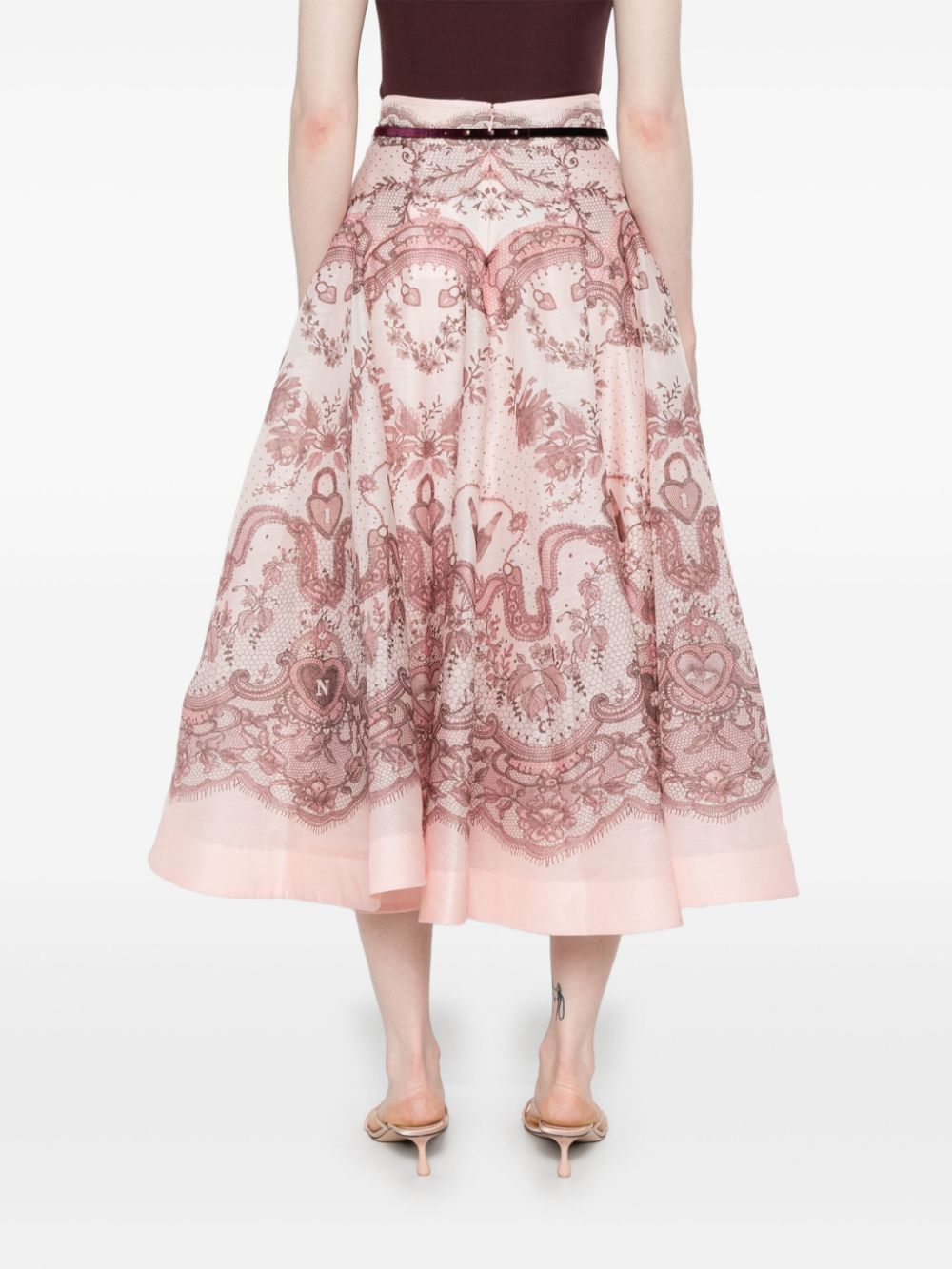 Zimmermann Crush Silk Blend Midi Skirt Pink