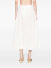 Zimmermann Embroidered White Crush Cotton Midi Skirt White