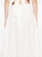 Zimmermann Embroidered White Crush Cotton Midi Skirt White
