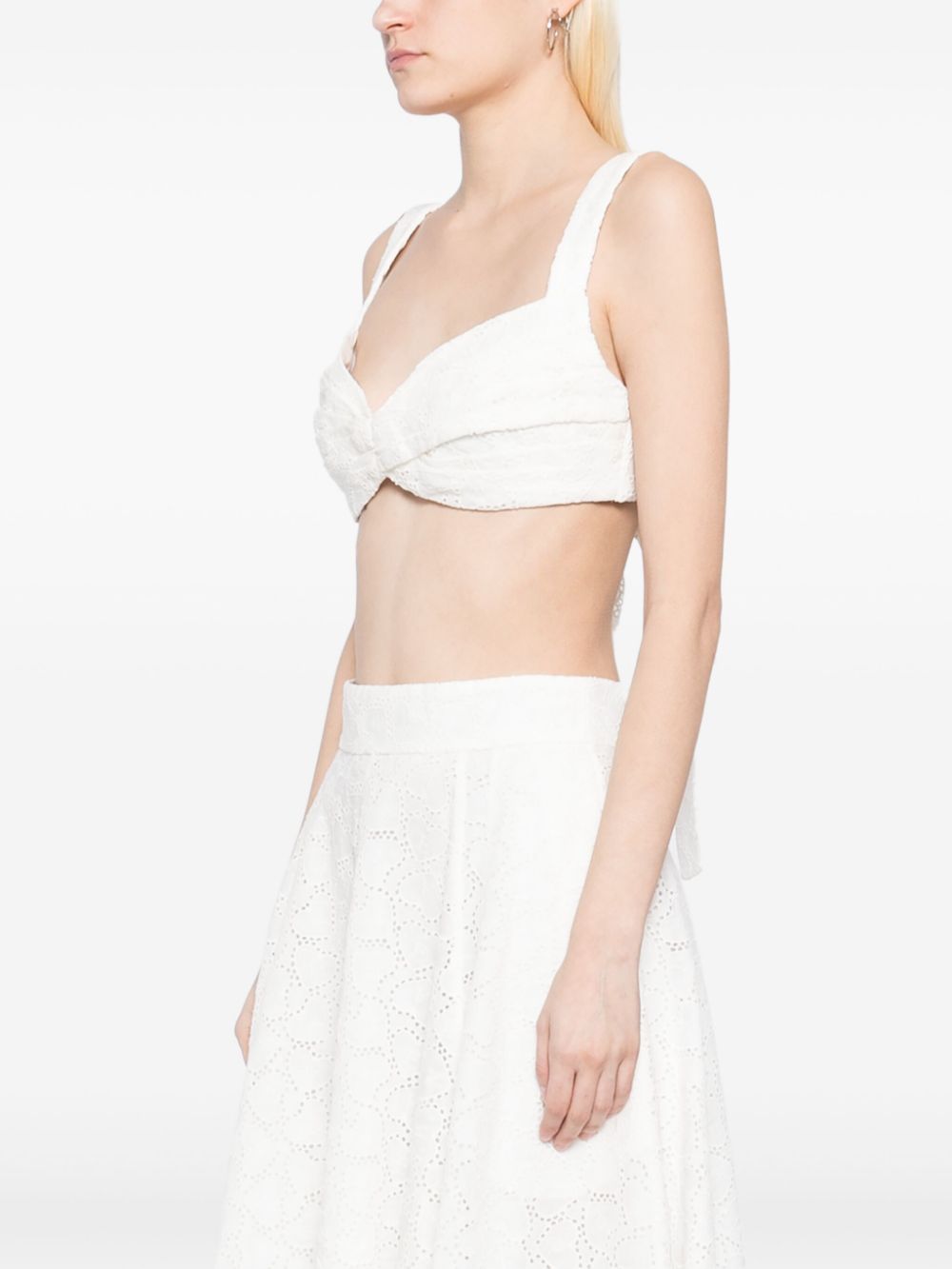 Zimmermann Crush Embroidered Linen Bralette White