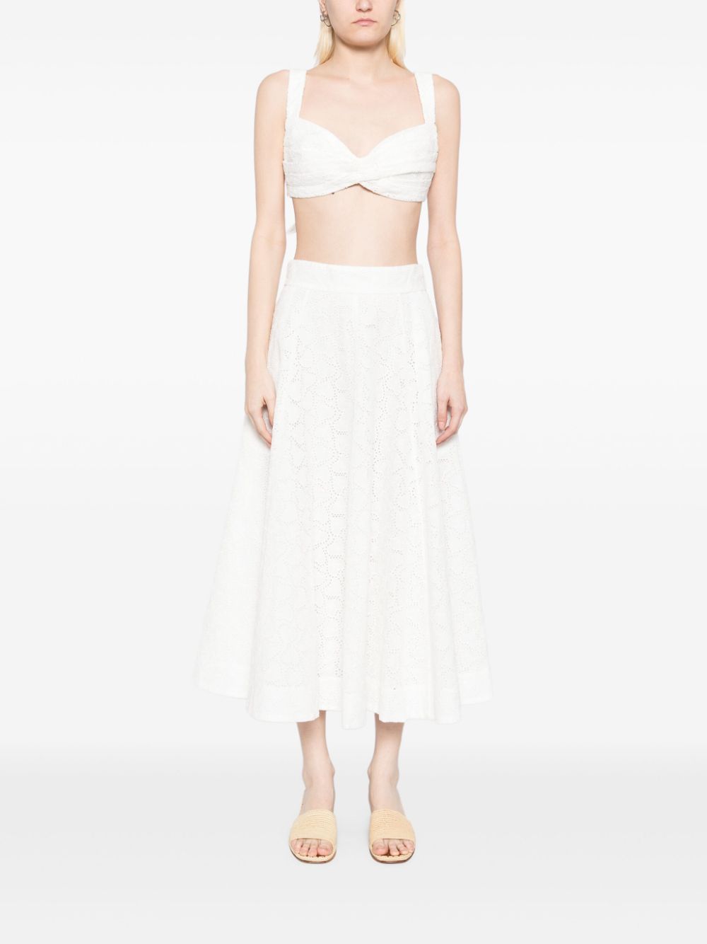 Zimmermann Crush Embroidered Linen Bralette White
