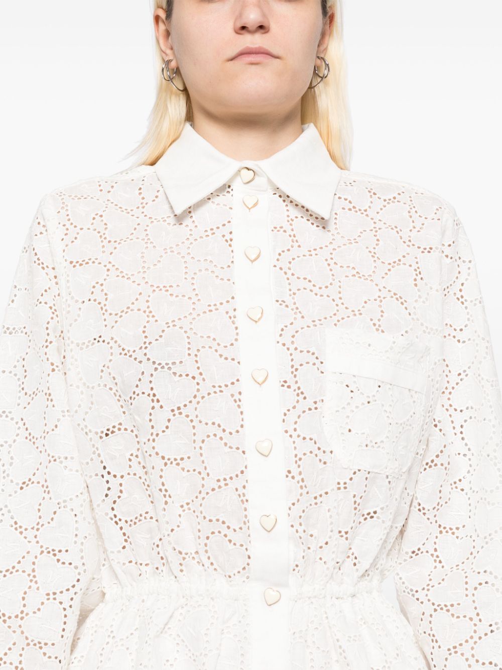 Zimmermann Embroidered Linen Heart Motif Playsuit White