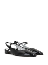 Carel Paris Pointed Toe Black Leather Slingback Flats Black