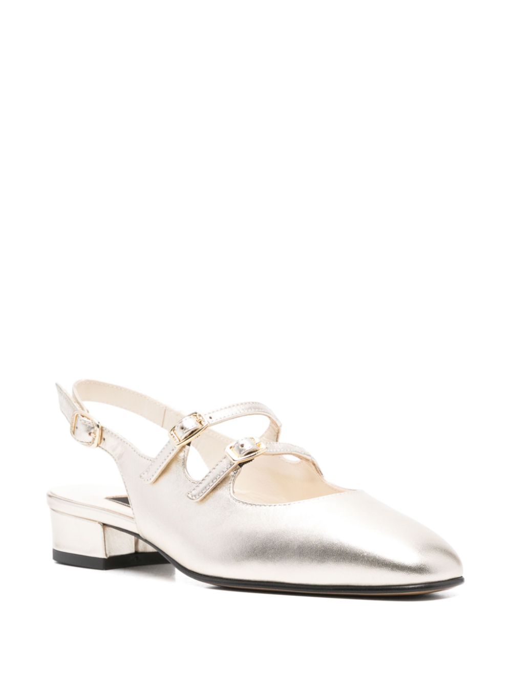 Carel Paris Flat Laminated Leather Mary Jane Slingback Ballets Grey