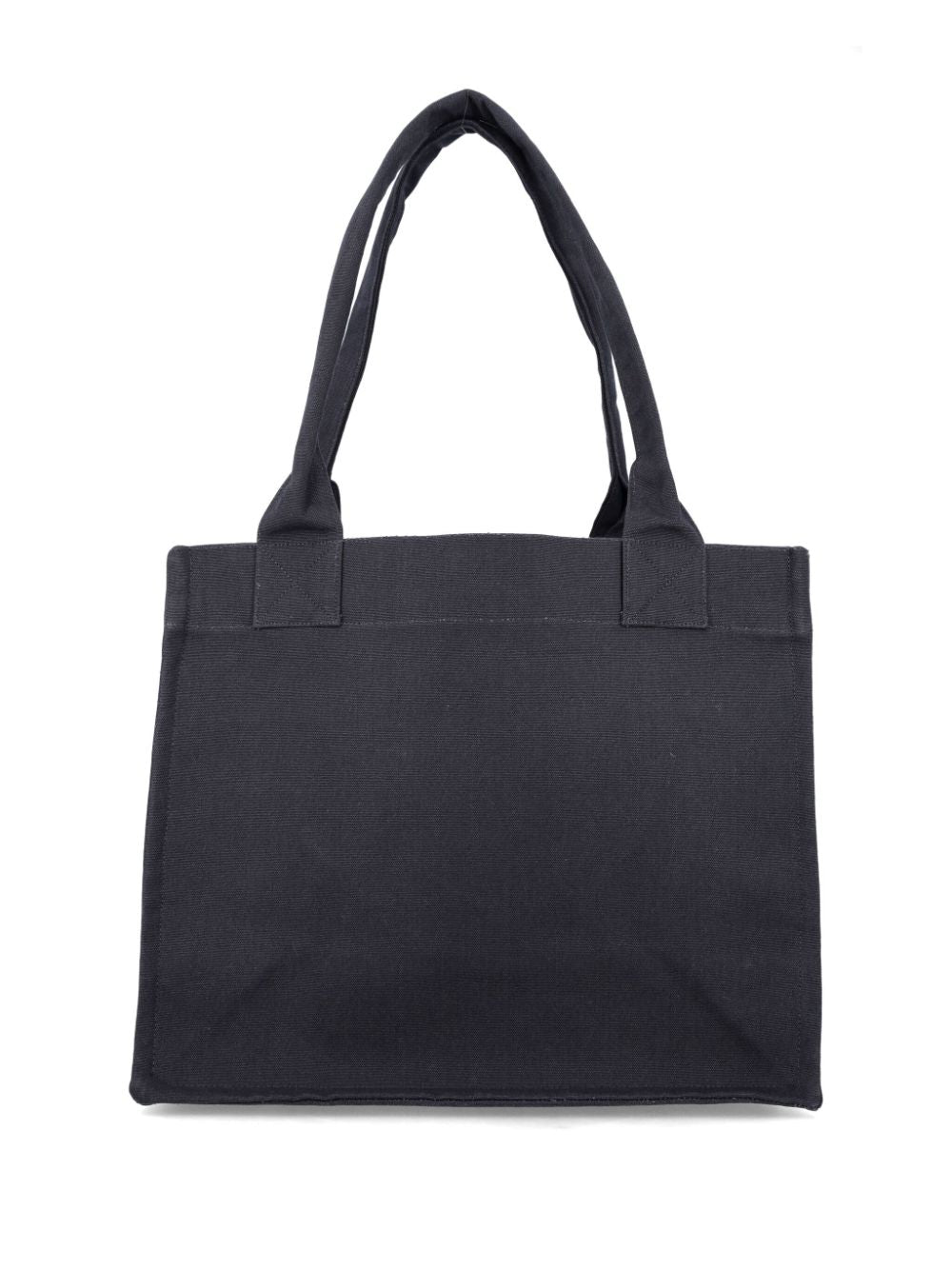 Ganni Large Organic Cotton Shopper Bag with Logo Black
