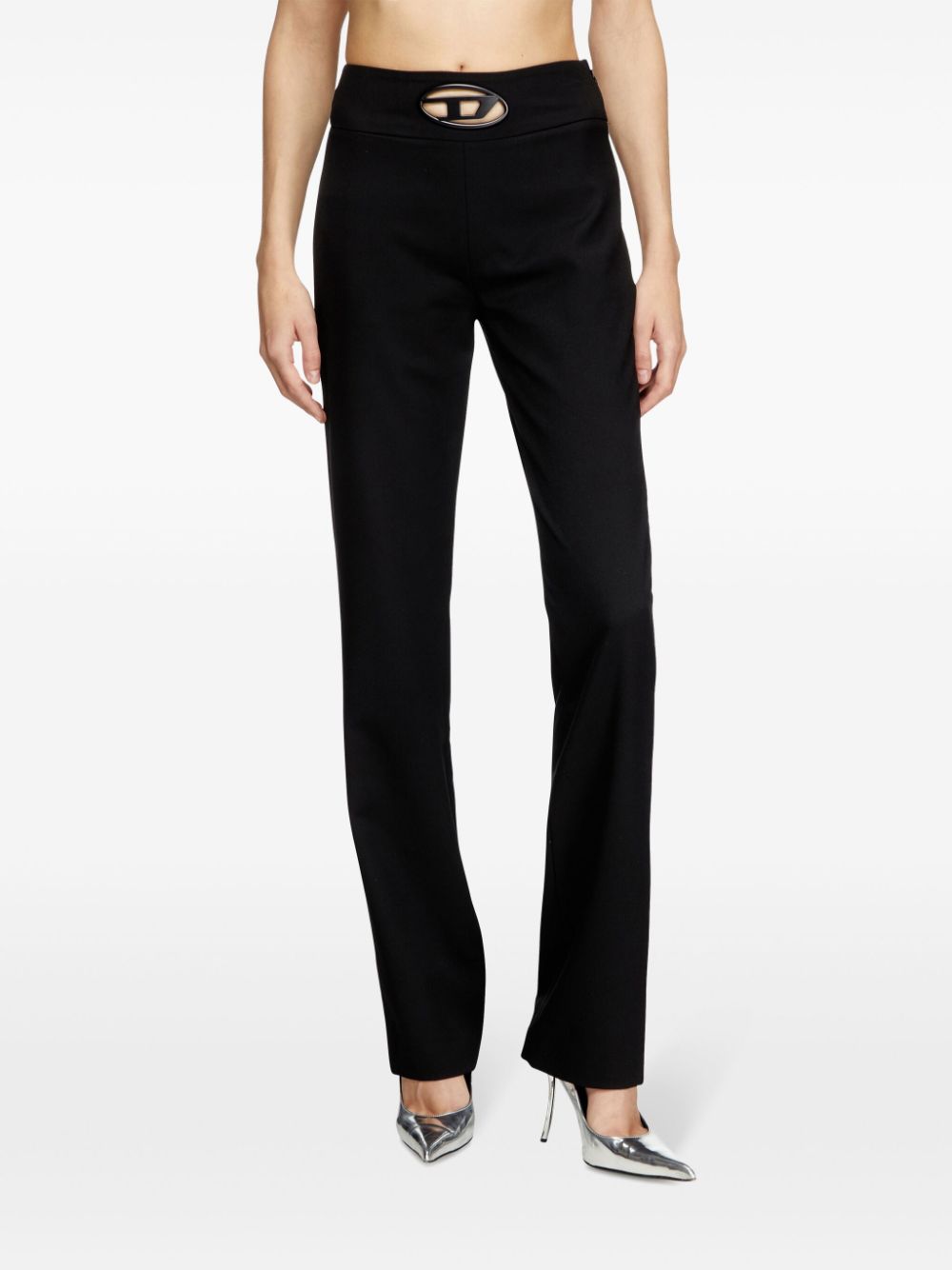 Diesel High-Waisted Wool Blend Trousers Black
