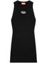 Diesel Fine Ribbed Sleeveless Mini Dress Black Black
