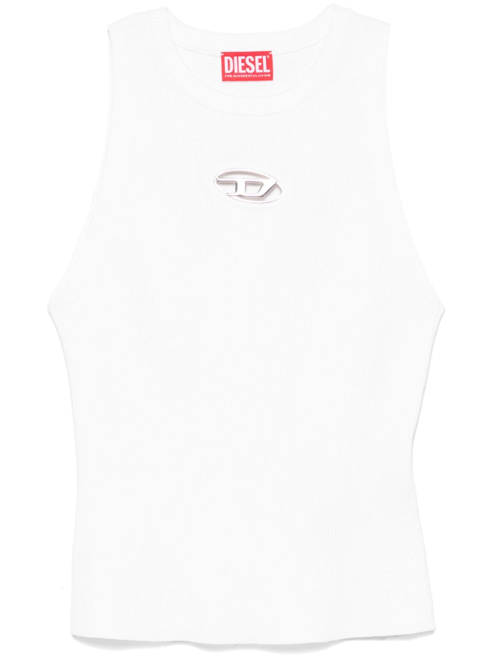 Diesel Oval-D Sleeveless Crew Neck White Top White