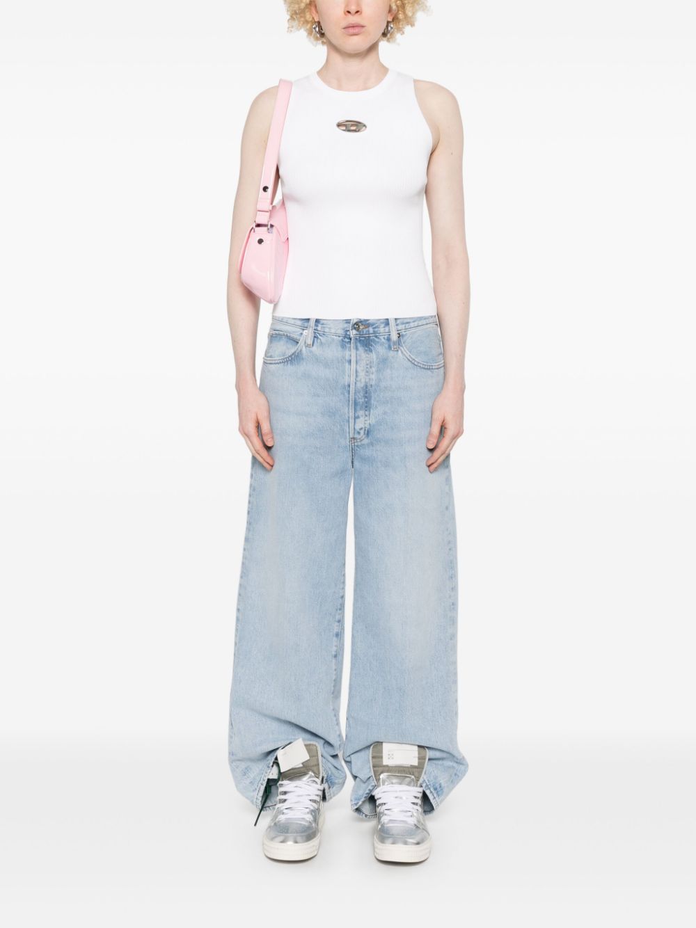 Diesel Oval-D Sleeveless Crew Neck White Top White